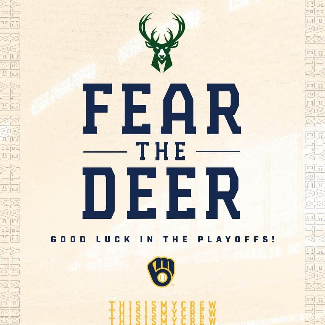 ミルウォーキー・ブルワーズさんのインスタグラム写真 - (ミルウォーキー・ブルワーズInstagram)「Good luck, @Bucks! #FearTheDeer」8月19日 1時30分 - brewers