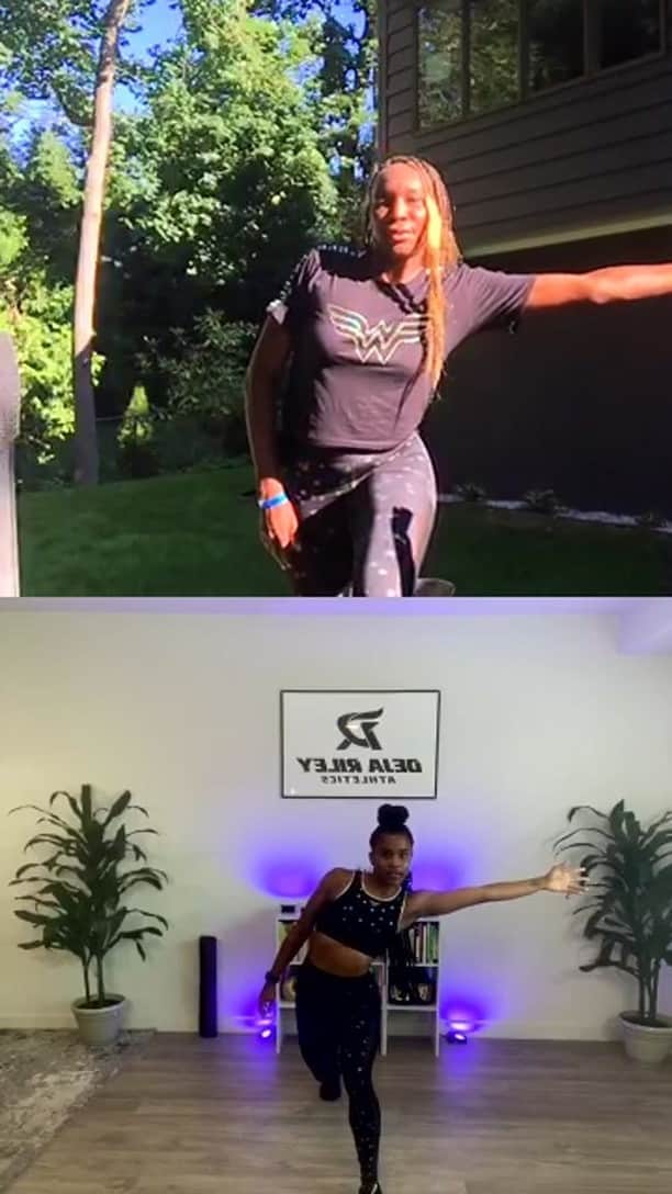 ビーナス・ウィリアムズのインスタグラム：「This workout is inspired by the @wonderwoman in all of us. You’re confident, you’re beautiful, you’re strong! Rocking the new Wonder Woman collection by @elevenbyvenus & @dccomics Believe in Wonder!」