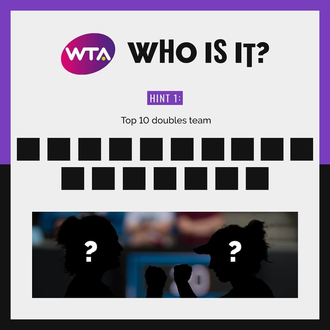 WTA（女子テニス協会）さんのインスタグラム写真 - (WTA（女子テニス協会）Instagram)「Can you guess the doubles pair? 🧐  Swipe for hint 2 & the answer 👉」8月19日 2時34分 - wta