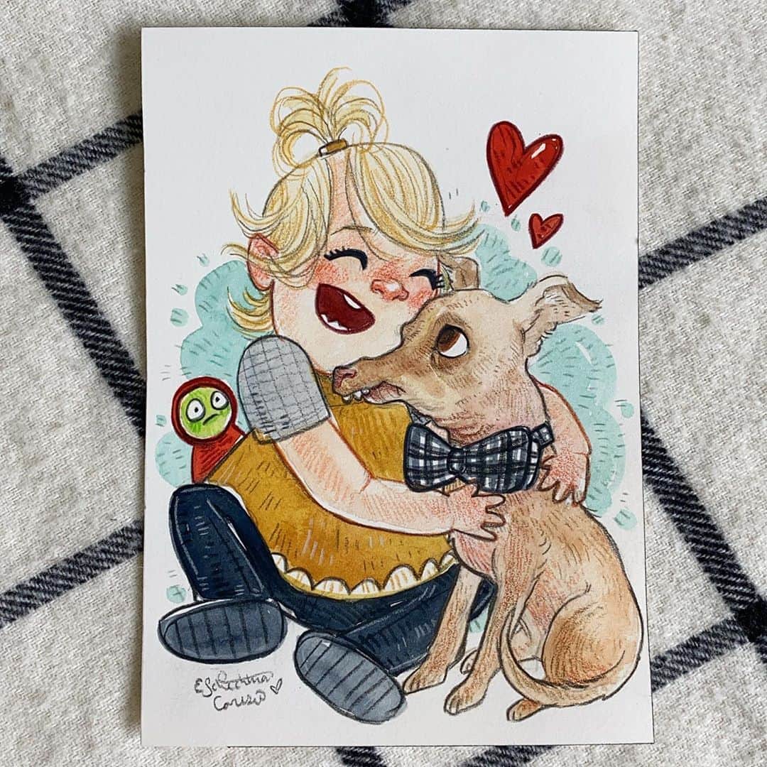 Tuna {breed:chiweenie} さんのインスタグラム写真 - (Tuna {breed:chiweenie} Instagram)「Today Tuna’s little sister, Grace, turned 2. One of my besties, @leeo1204, commissioned @erininartland to make this for her birthday last year, but I never posted about it, so I thought today would be a good day! Isn’t it adorable? And how cute is jealous Colin? 😍 #tunainterpretations #tunartuesdays #tunalovesgrace」8月19日 2時48分 - tunameltsmyheart