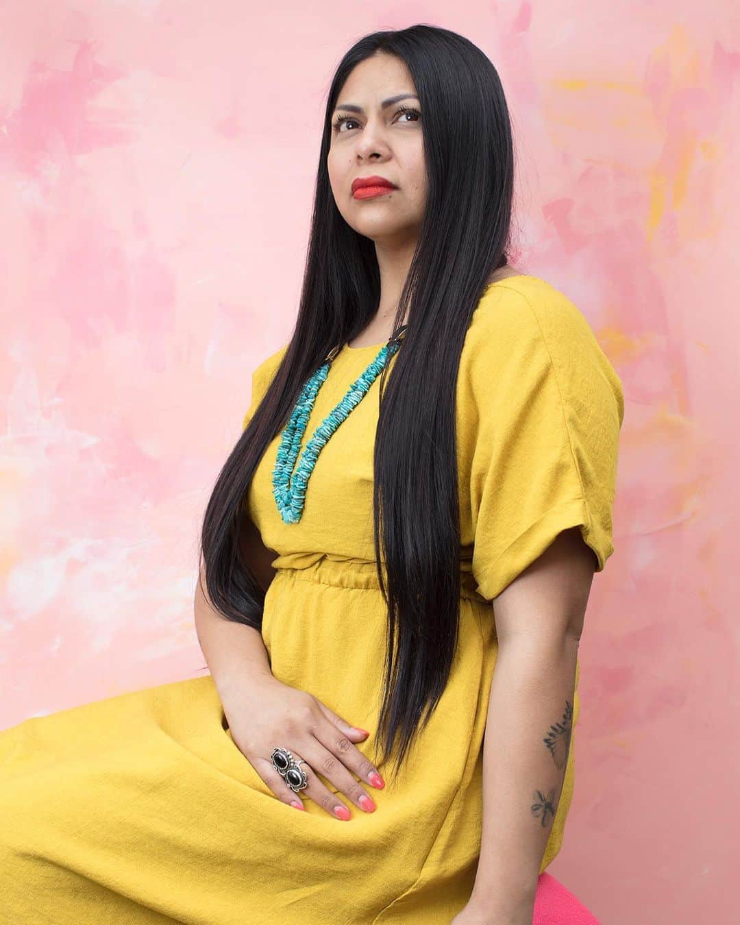 Grace Bonneyのインスタグラム：「Matika from @project_562 here. Today we are diving deeper into the work of @jnicolehatfieldart :  Born and raised in the Southern Plains of Oklahoma, J. Nicole Hatfield (@jnicolehatfieldart) is from the Penetukah (Honey Eater) band of Comanche’s. As a contemporary painter, she draws inspiration from historical photographs of proud Indigenous women. By painting them she feels as though she is acknowledging their existence, remembering the hardships they endured, and honoring their resilience.   “My Indigenous goddess series is based on positive Native women from all walks of life. This ongoing series, is mainly women that I look up to and am inspired by. I want our youth to see them as well, so they too can have someone to look up to…. my voice is in the paint, it’s my medicine."  Please like and follow her work on her website jnicolehatfield.com or on the gram @jnicolehatfieldart.   She is also a guest on our special three part series made for @designsonge: “Indigenous Artist to Artist” on @amrpodcast . We invite you to listen. :)」