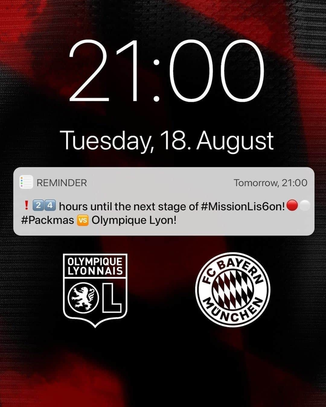 バイエルン・ミュンヘンさんのインスタグラム写真 - (バイエルン・ミュンヘンInstagram)「T-24 hours! 🆑🔥 #OLFCB #MissionLis6on _________ #FCBayern #MiaSanMia #packmas #UCL #Fußball #football #futbol」8月19日 4時01分 - fcbayern