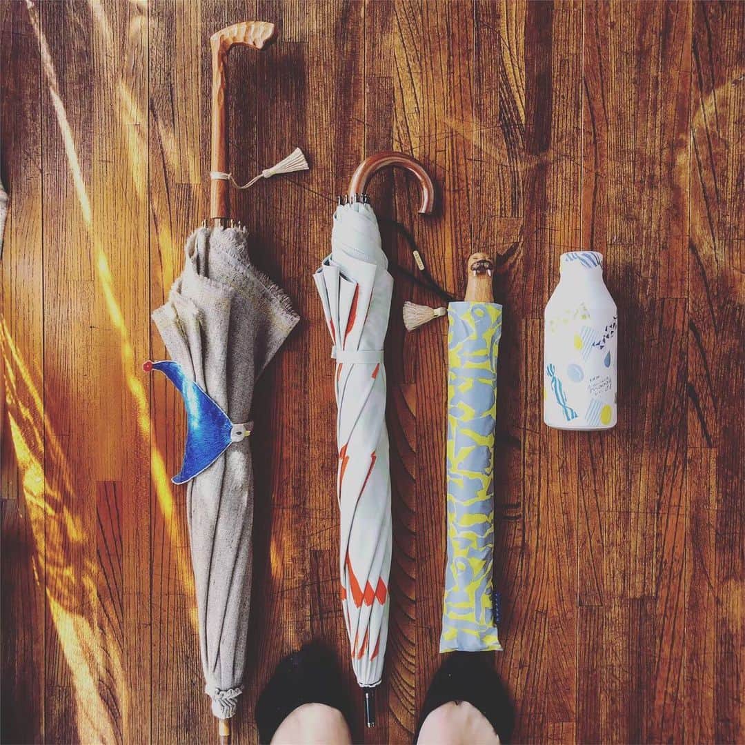 のインスタグラム：「* こんにちは * 毎日暑いですね✨moogyチームには暑い日も雨の日も、自分の気分が少しでもあがるように、お気に入りの日傘•雨傘を持つ！というポリシーがあります ということで、moogyチームの勝手にmy favorite(まいふぇば)のコーナー！🥳笑　 * 右の傘🌂おなじみの#イイダ傘 ポイントはなんといってもアザラシの持ち手🐚超あいくるしいから、鞄に入れるときもひょっこり顔を出させるのも楽しい♩ * 真ん中の傘🌂:#ASENDADA というテキスタイルブランドの晴雨兼用傘☂️刺繍が施されてとてもオシャレ✨ * 左の傘🌂:これがわたしの初めてのイイダさんの日傘です☀️フックの青い鳥がお気に入り🕊 * どうでしたか？『moogyチームの勝手にまいふぇば』コーナー🙆‍♂️モノや道具でモチベーション上げるのって、本当に大切😊これからも勝手に好きなモノコトをお伝えしていこうと思いますので、これ好き！っていうものがあったらコメントくださいね📝 ちなみに…#てらさんの傘はこちら また傘コレクション更新されてると思いますけど😏 * (えん) * #moogyチームの勝手にまいふぇば #moogynews #moogy #ムーギー #gift #ギフト #プチギフト #暮らし #lifestyle #ストーリーズ #design #傘 #夏 #summer #春夏秋冬 #四季 #ノンカフェイン #tea #麦茶 #mugicha #雑貨 #ファッション #fashion #kirinbeverage #キリンビバレッジ #リフレッシュ #umbrella」