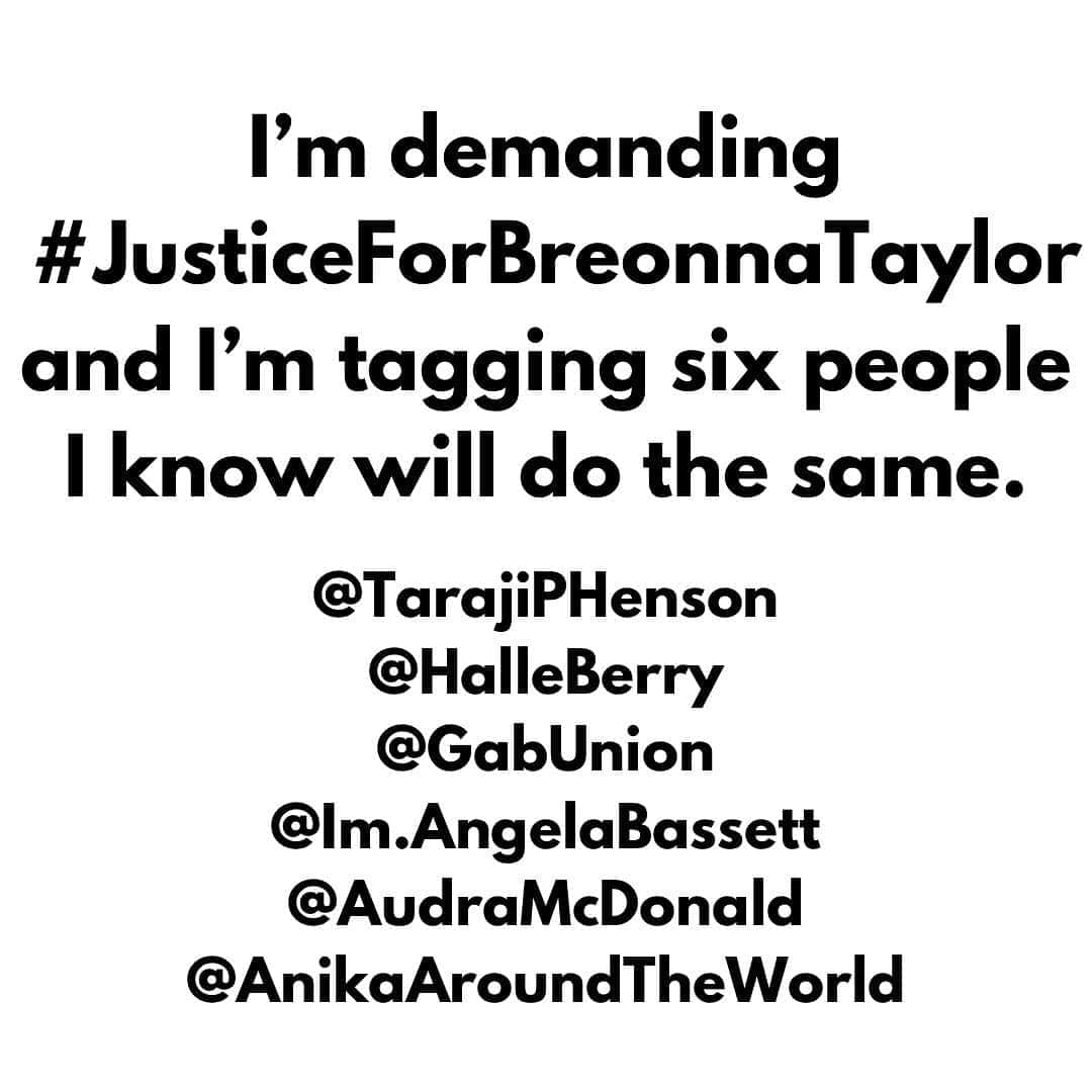 ヴィオラ・デイヴィスさんのインスタグラム写真 - (ヴィオラ・デイヴィスInstagram)「I accept your challenge @mstinalawson, and demand #JusticeForBreonnatTaylor. I’d like to challenge @halleberry, @gabunion, @tarajiphenson, @im.angelabassett, @audramcdonald, and @anikaaroundtheworld ・・・ Good morning we must keep this information moving Holly Peete @hollyrpeete sent this to me this morning. I Challenge these beautiful women on here to re-tweet  repost on Instagram repost on  Facebook this and send it to six others. @kellyrowland , @tamikadmallory @octaviaspencer @kerrywashington @nicoleariparker @violaDavis 🔁@mstinalawson」8月19日 7時59分 - violadavis