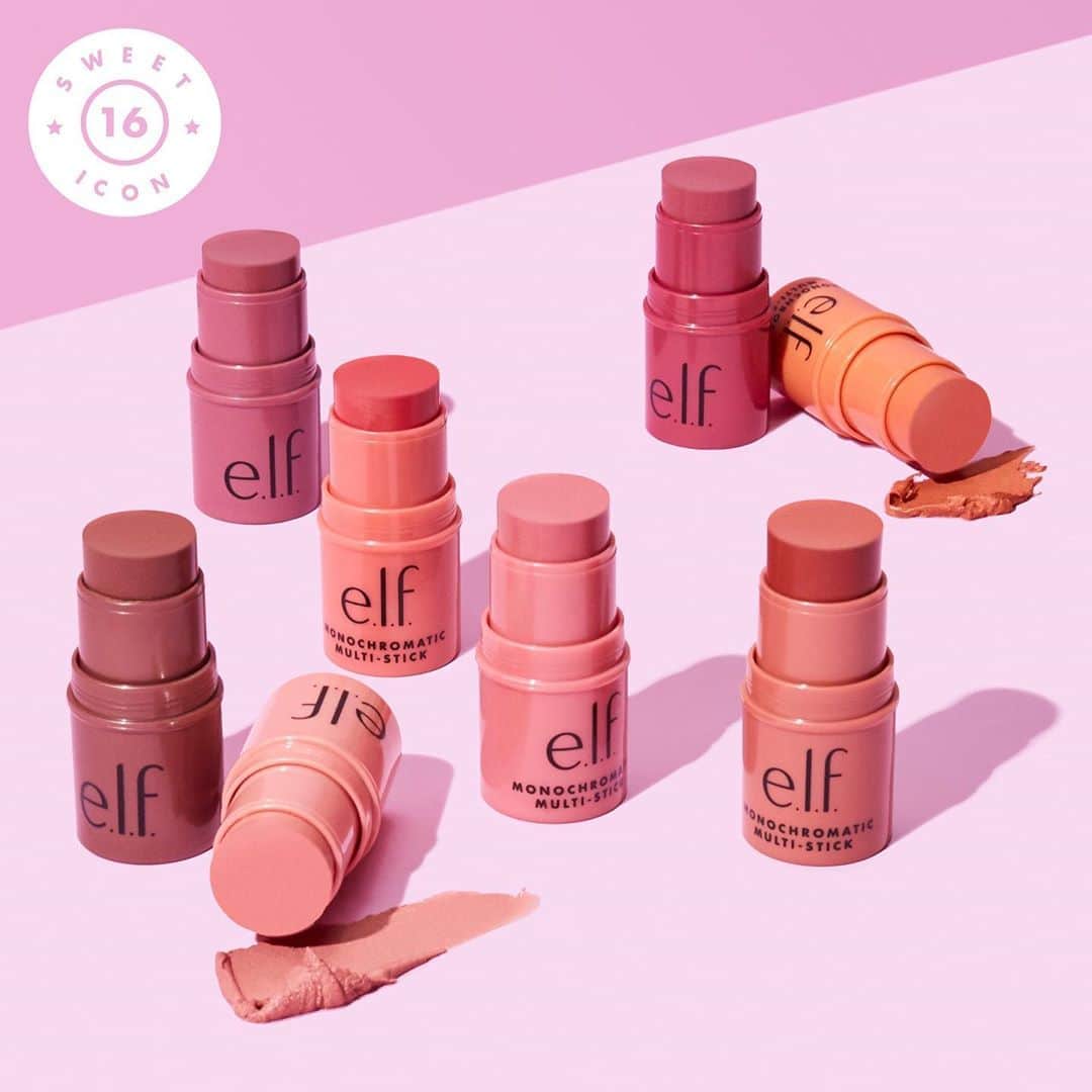 e.l.f.さんのインスタグラム写真 - (e.l.f.Instagram)「Introducing e.l.f. ICON 14 of 16🏆 Our Monochromatic Multi Sticks!  Why it's an icon: ✨Blendable cream-to-powder stick 💗Can be used on your eyes, lips and cheeks 💫Shimmery, luxurious formula ✨ Provides a cohesive, monochromatic look 💗Perfect for touch-ups on the go 💫$4  Anna wears shade Glimmering Guava   Shades: Dazzling Peony, Glimmering Guava, Bronzed Cherry, Glowing Mango, Sparkling Rose, Glistening Peach, Luminous Berry, Radiant Bronze.  Explore all shades on elfcosmetics.com 💖 #eyeslipsface #elfingamazing #elfcosmetics #crueltyfree #vegan」8月19日 8時05分 - elfcosmetics