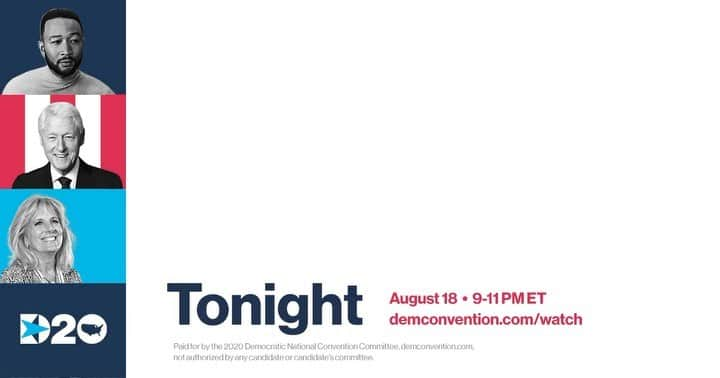 ジェフ・ブリッジスのインスタグラム：「Looking forward to tonight’s #DemConvention. Make sure you watch with me tonight at 9 PM ET! demconvention.com/watch」