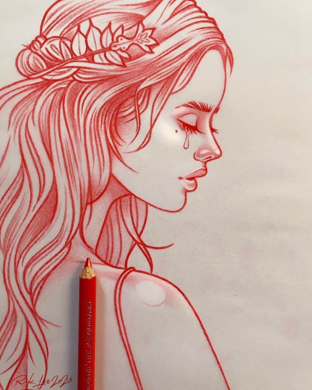 Rik Leeさんのインスタグラム写真 - (Rik LeeInstagram)「😢 . #riklee #illustration #art #drawing #sketch #portrait #pencildrawing #goddess #tattoo #cry #tear」8月19日 10時30分 - rikleeillustration