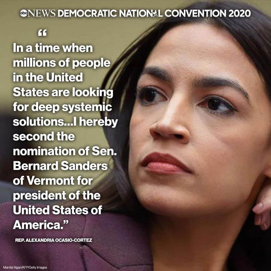 ABC Newsさんのインスタグラム写真 - (ABC NewsInstagram)「Rep. Alexandria Ocasio-Cortez: “In a time when millions of people in the United States are looking for deep systemic solutions…I hereby second the nomination of Sen. Bernard Sanders of Vermont for president of the United States of America.” #alexandriaocasiocortez #DemConvention #berniesanders #joebiden #dnc」8月19日 10時58分 - abcnews