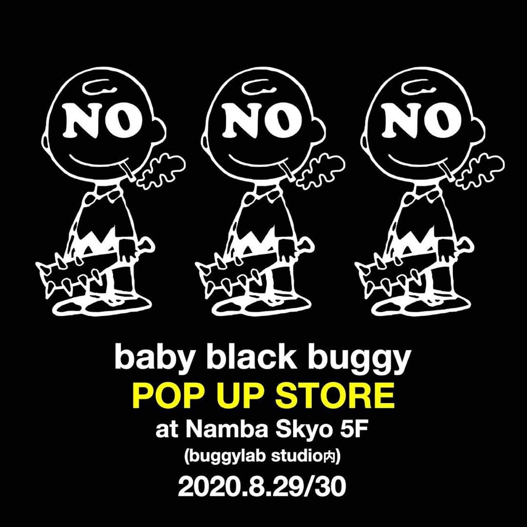 Saki のインスタグラム：「#babyblackbuggy @babyblackbuggy   POPUP STORE開催します🖤  2020.8.29/30  13:00〜19:00   今月末の土日の二日間になります  難波駅　直結の　NAMBA SkyO 5階 (なんばスカイオ)  大阪府大阪市中央区難波5-1-60  buggylab studio内にて、 アート展示も一緒にご覧いただけます🎨  新商品数点の先行発売と同時に お買い得価格になった商品も たくさんご用意します✨  是非この二日間にお越しくださいませ✨  難波駅からすぐで、 エレベーターも数台あります。 店内も広めなのでベビーカーなど お子様連れのお客様も安心してお越し下さい。  出来ればエコバッグなどご持参頂けると 嬉しいです🙏🏼よろしくお願いします。  皆さんにお会い出来るのを楽しみにしています🖤❤️🖤❤️」