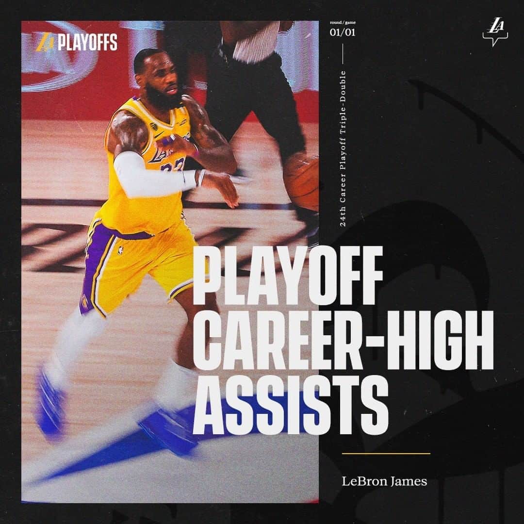 Los Angeles Lakersさんのインスタグラム写真 - (Los Angeles LakersInstagram)「240th career playoff game. New career-high in dimes.」8月19日 12時41分 - lakers