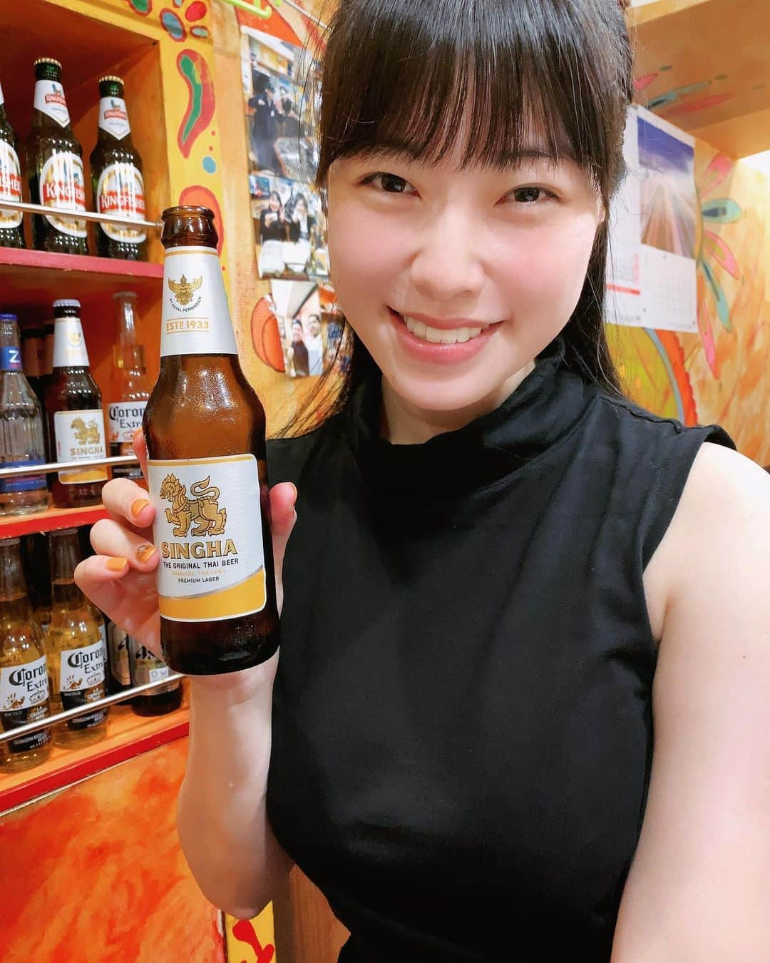 小田飛鳥のインスタグラム：「大好きなパキスタン料理屋さんで暑気払い🇵🇰☀️ ここのマトンカレーが一番スキ🤎! 暑い時こそ、身体温めて夏を乗り越えましょう^ ^🔥 #singha #singhabeer #mutton #muttoncurry」