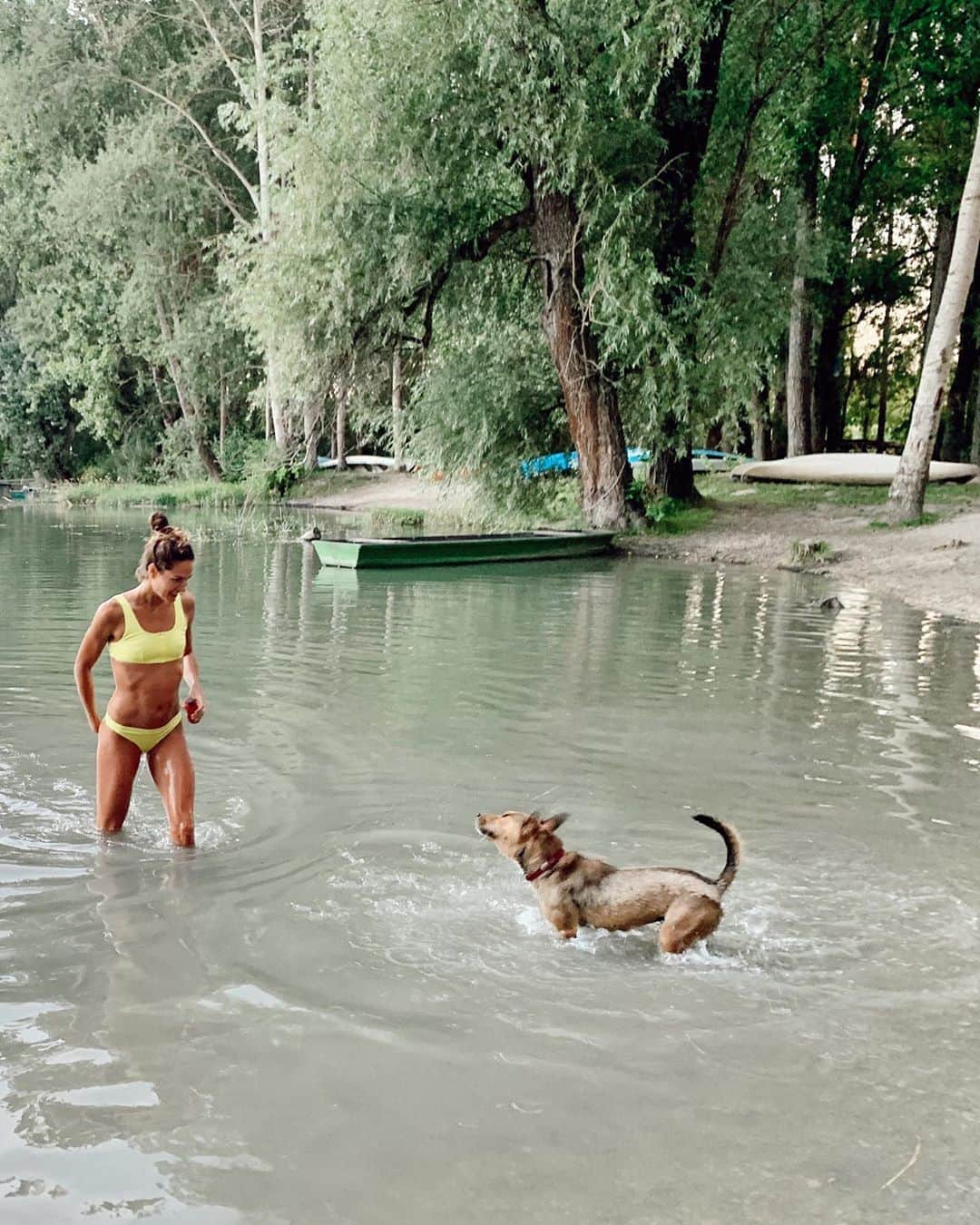 ズザンナ・ヤカボスのインスタグラム：「Ő itt Pepe. 🐕 Sosem fog kiderülni, hogy melyikünk volt boldogabb a fürdésről」