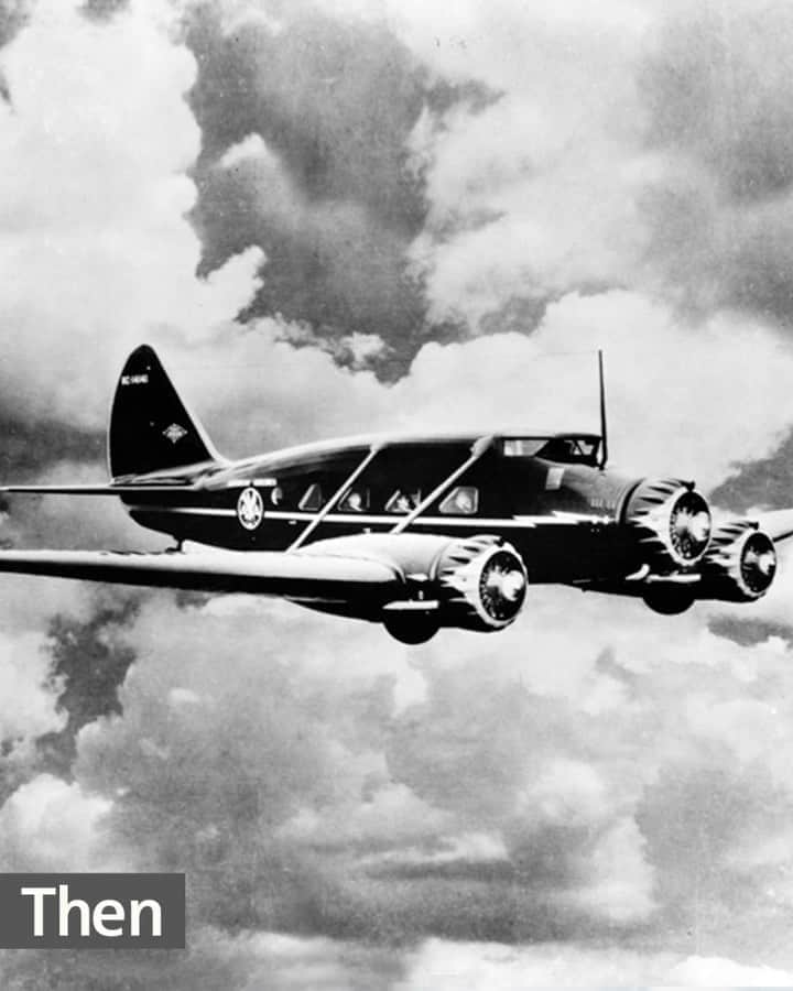 アメリカン航空のインスタグラム：「Happy #NationalAviationDay! Aviation has made the impossible, possible. From cargo shipments around the globe to connecting you with loved ones across the country, see how far we’ve come in 94 years. #ThenAndNow」