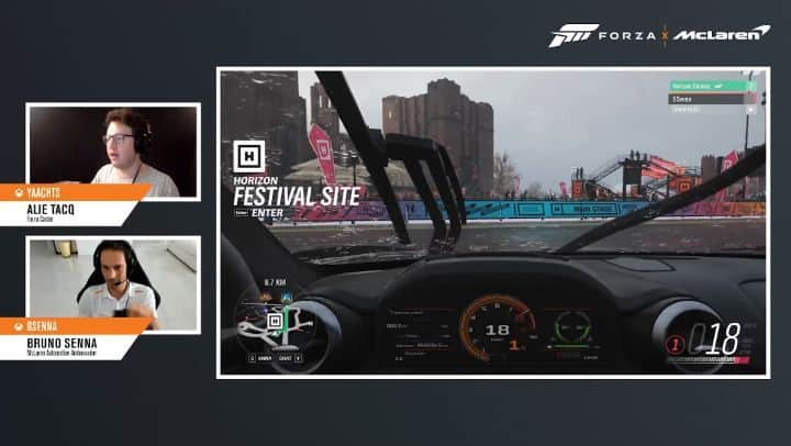 ブルーノ・セナのインスタグラム：「Pessoal, não façam arrancada no telefone... 🤣🤣 Guys, don't text and drive! 🤣🤣 @forzahorizonofficial @microsoft @mclarenauto @alietacq #forzahorizon4 #McLarenSenna」