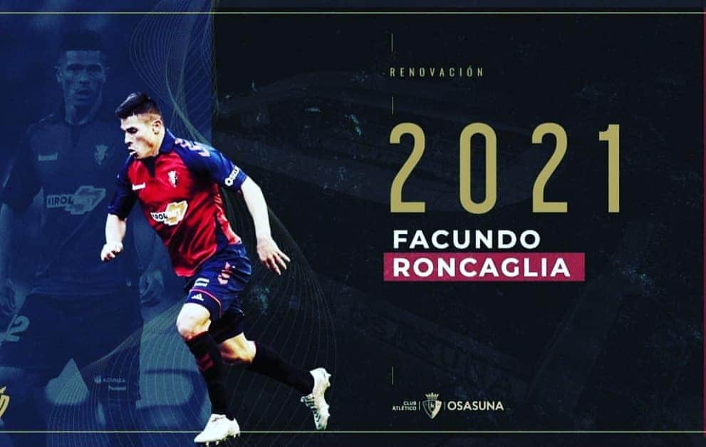のインスタグラム：「Feliz de poder continuar un año mas en OSASUNA ... Poder disfrutar el año del centenario y el nuevo estadio junto a la afición y mis compañeros. Espero poder devolver el cariño que me brindan diariamente dentro del campo  MUCHAS GRACIAS 😁😁💪🏽」