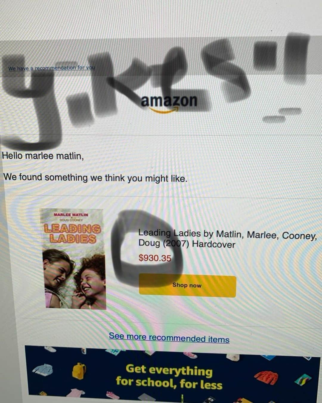 マーリー・マトリンさんのインスタグラム写真 - (マーリー・マトリンInstagram)「Uh...ok. #oneofmybooks #leadingladies #nobodysperfect #deafchildcrossing #illscreamlater #author」8月20日 5時01分 - themarleematlin