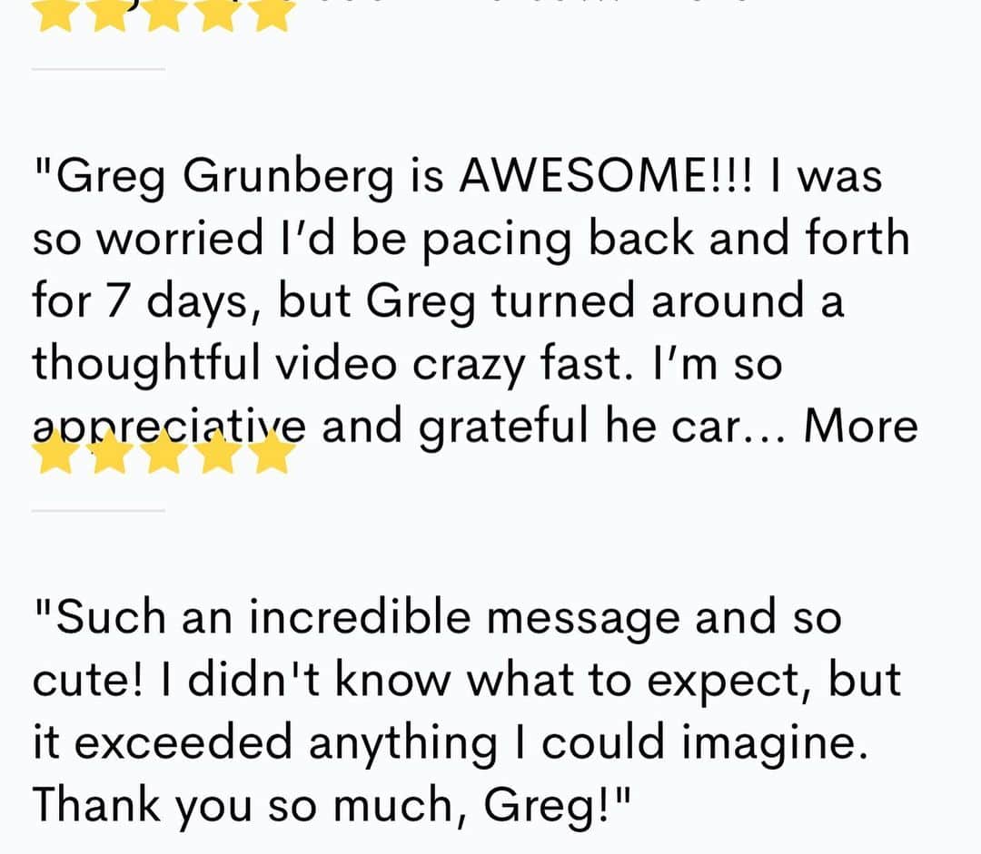 グレッグ・グランバーグさんのインスタグラム写真 - (グレッグ・グランバーグInstagram)「I LOVE doing videos for guys on @cameo THANK YOU for these amazing reviews!  Cameo.com/GregGrunberg」8月20日 6時06分 - greggrunberg