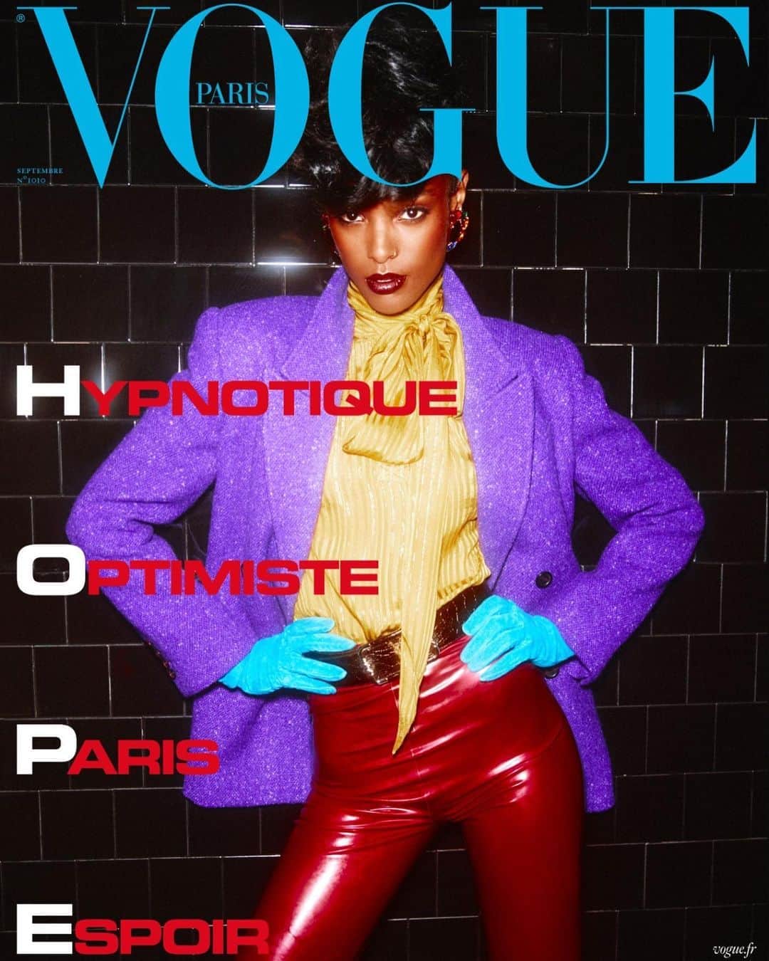 Vogue Parisさんのインスタグラム写真 - (Vogue ParisInstagram)「Introducing @MalikaLouback who makes her Vogue Paris debut on the cover of a very special issue that celebrates the power of hope. Alongside the best of this new season’s fashion, meet rising star of French cinema Suzanne Lindon and dive into the work of actress Karine Silla, writer Brit Bennett and philosopher Julia de Funès. Get your copy on newsstands and via the link in our bio August 28.  The #VogueHope project unites all 26 editions of Vogue around the world for the very first time, each celebrating and promoting a message of optimism in these adverse times. Shot by @MikaelJansson, styled by @EmmanuelleAlt.  Blazer, shirt, leggings and belt by @YSL by @AnthonyVaccarello. Earrings by Ciro for @BijouxBurma Hair by @DamienBoissinotHair, makeup by @Hannah_Murray1, nails by @AlexandraJanowski. Set design by @jm.bertin, production by @dayinternational」8月20日 19時27分 - voguefrance