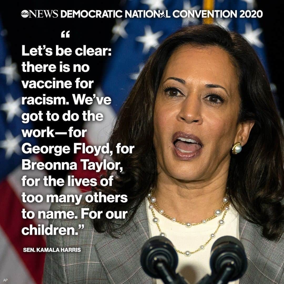 ABC Newsさんのインスタグラム写真 - (ABC NewsInstagram)「Sen. Kamala Harris: "Let's be clear: there is no vaccine for racism. We've got to do the work—for George Floyd, for Breonna Taylor, for the lives of too many others to name. For our children." #DemConvention」8月20日 12時15分 - abcnews