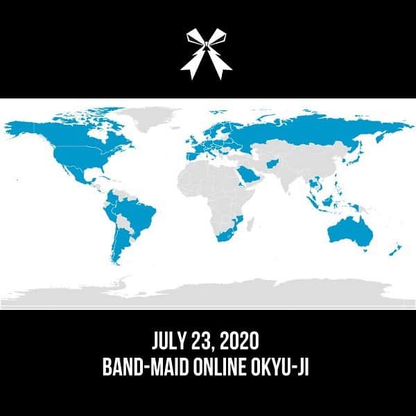 BAND-MAIDさんのインスタグラム写真 - (BAND-MAIDInstagram)「【NEWS】 Our last two BAND-MAID ONLINE OKYU-JI have been viewed by people in over 50 countries around the world. We hope we can OKYU-JI to your country soon. Where are you from? https://bandmaid.tokyo/contents/334081  Archive ticket now on sale.  #bandmaidokyuji #bandmaid」8月20日 18時21分 - bandmaid.jp