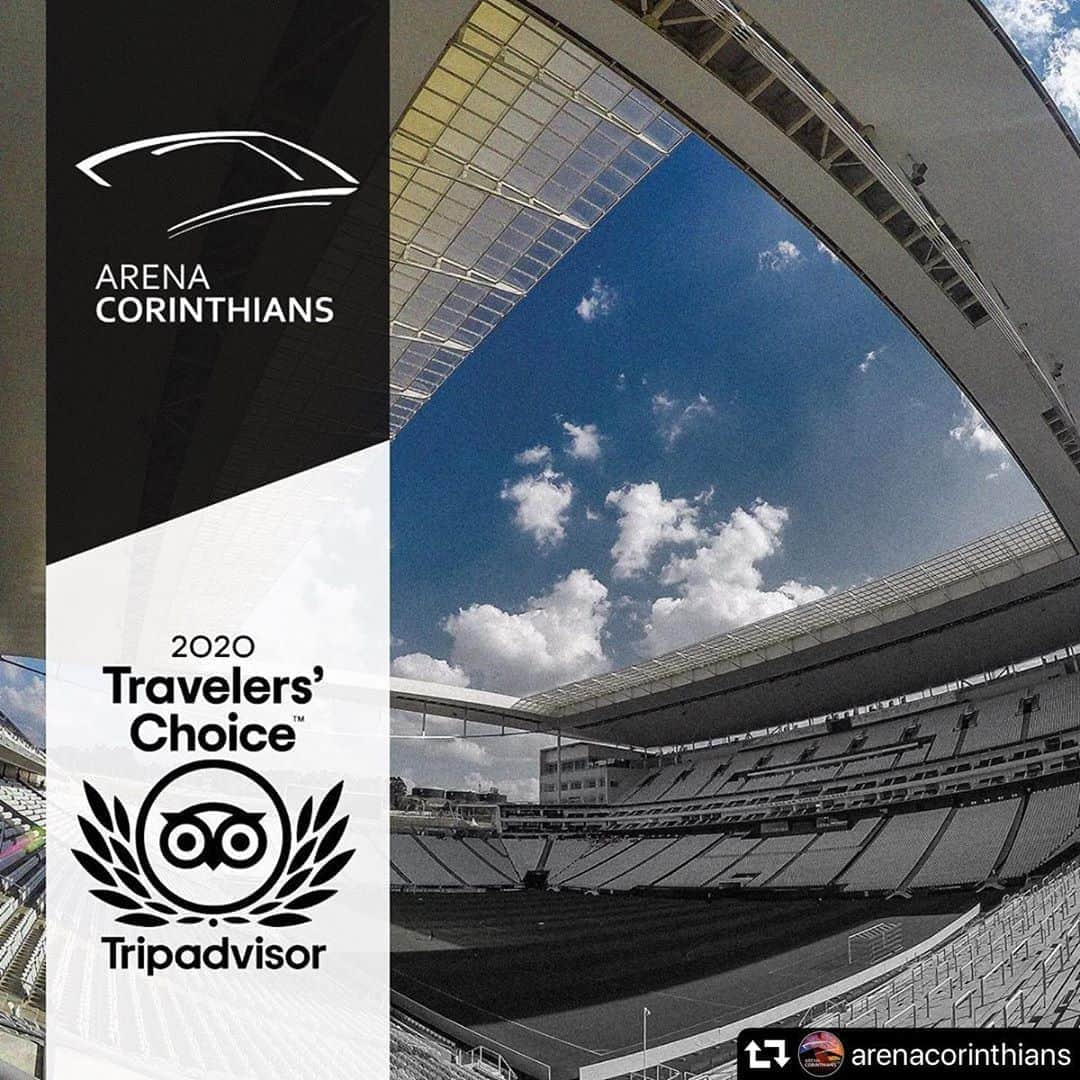 コリンチャンスさんのインスタグラム写真 - (コリンチャンスInstagram)「🏟 🌎 😎   #repost @arenacorinthians ・・・ A #CasaDoPovo é, oficialmente, um dos melhores estádios do mundo para visitação. A Arena Corinthians ganhou o selo Travellers Choice do @tripadvisor , que a coloca entre as melhores atrações do mundo. 🎉🏟️  #ArenaCorinthians #VaiCorinthians」8月21日 4時01分 - corinthians