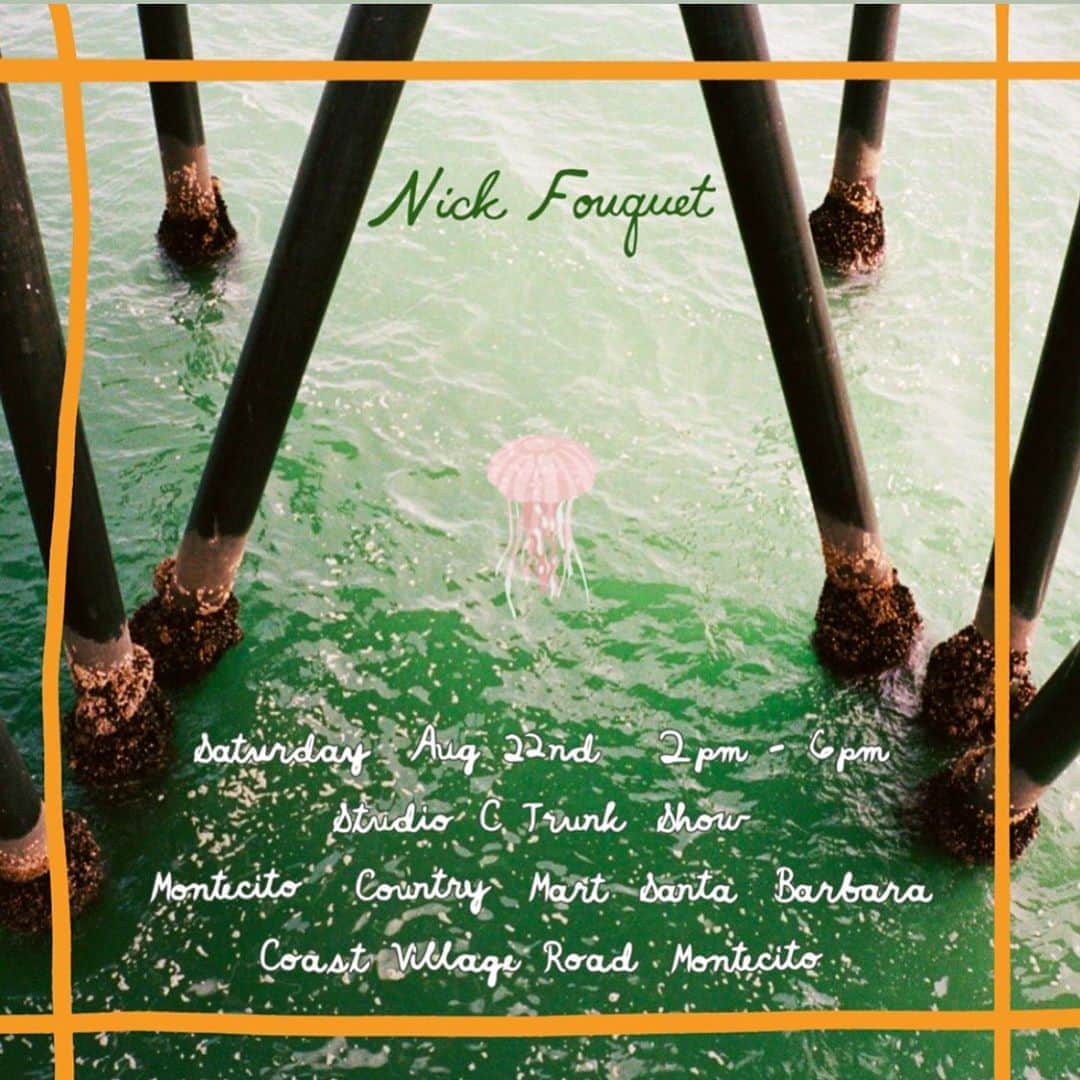 Nick Fouquetのインスタグラム：「🐠 Santa Barbara Trunk show 🐠 This Saturday with Brock Collection 2-6pm. Be there or be 🔺」