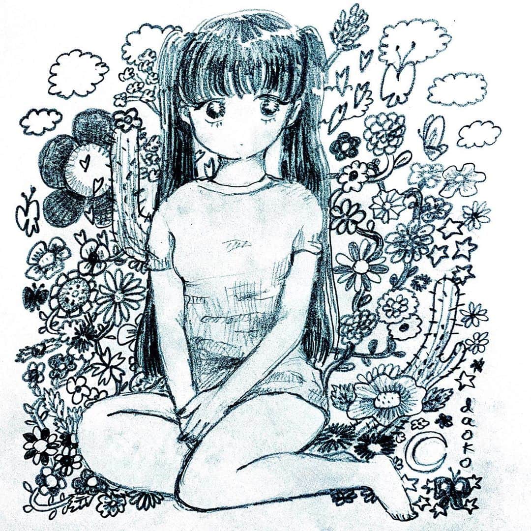 DAOKOのインスタグラム：「️🌺🌟🦋🌙 ちょっとはたのしい夏　#drawing #illustration」
