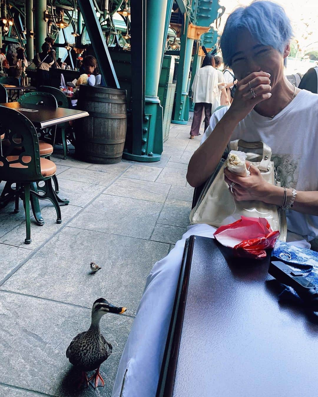 志村禎雄さんのインスタグラム写真 - (志村禎雄Instagram)「🔱♕ Tokyo Disney Sea ♕🔱  大好きなこと一緒に行ってきました(ToT)✊🏻⚐   入ってすぐに人生初めてのソアリンに並んで、だおなんも調べずに並んでたらすっげービビらせて来るから始まるまで本当に怖いアトラクションだと思って、ずっとビクビクしてました😵w  乗り終えた時には感動して最高でした𓂃◌𓈒𓐍  その後も、  レイジングスピリッツ インディージョーンズ ニモ トイマニ   (？) だけだっけ？楽しすぎて時間すぎるの早すぎて忘れてしまったけど、タワテラ乗れなかったのは覚えてる🥺また次は乗ろうな！ ちなトイマニのスコアってみんなどんな感じなの？！   あんまり何かを食べてる姿を載せてないからちゃんと食べてるから安心してね？ 餃子ドッグ食べてる時に🦆ちゃんが 近付いてきて(エサ目的)ずっと離れなくて多分心通じてた____✍︎ 喋ってたもん絶対。（笑） ※エサは与えてません  なんか本当ひたすらに喋ってたから 気付いたら夜でご飯も和食予約して くれてたのだが、まさかの出来て無かったというハプニングもありイタリアン食べて僕はビールを飲みほろ酔いでお土産買って帰ったとさ！   本当は誕生日ケーキも予約できる とこ探してくれたりしてたみたいだけど 今の時期は無いみたいで、その気持ちだけでもロウソクの火がポッと灯されたよありがとうなあ😆🕯𓈒 𓏸  次に期待してる！笑  本当に暑いから行く方は気をつけて くださいね😵✊🏻そして新しい感覚の 夢の国をお楽しみください◡̈⃝︎⋆︎*   #TDS」8月21日 1時01分 - s.dao_