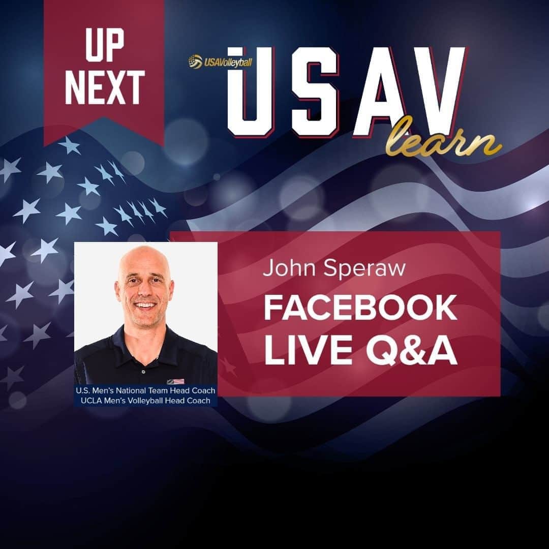 USA Volleyballさんのインスタグラム写真 - (USA VolleyballInstagram)「TOMORROW! Join us for a special Live Q&A on the USA Volleyball Facebook with U.S Men's National Team Head Coach and UCLA Men's Volleyball Head Coach, John Speraw at 10am PT! He'll discuss how the pandemic has changed how he is coaching at both the National Team and collegiate levels and the positive growth he's seen in boys and men's volleyball.  Come ready with your questions for John and we'll see you tomorrow! #USAVlearn #volleyball #boysvolleyball #coaching #TeamUSA」8月21日 2時51分 - usavolleyball