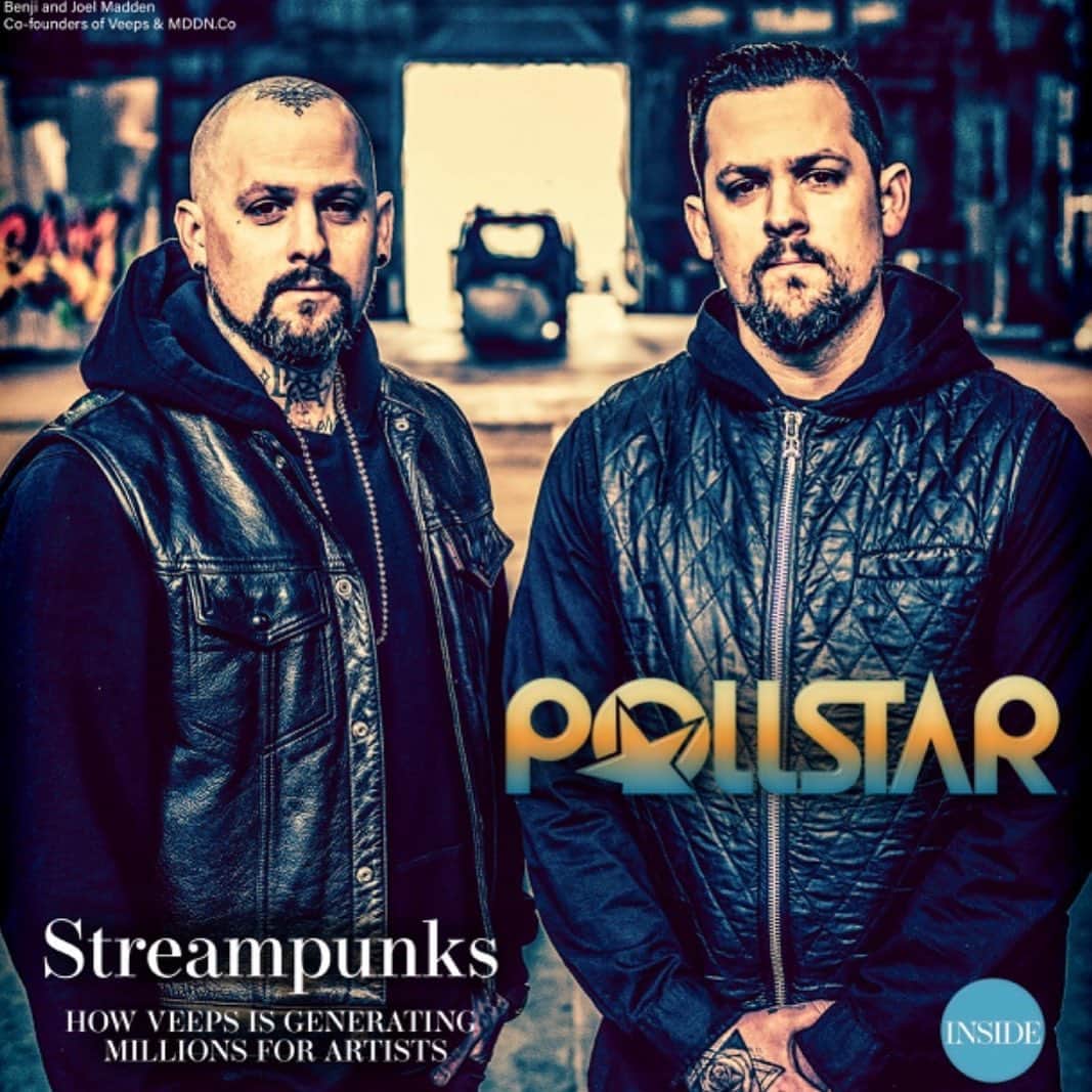 ベンジー・マッデンのインスタグラム：「Thanks @pollstar_official for shining a light on Artist Led companies like @veeps and supporting the mission to help artist provide for their families, touring families, beloved venues and community efforts during this time of No Tours❤️🙏 For Artist by Artist 🖤100% Commission Free 😎」
