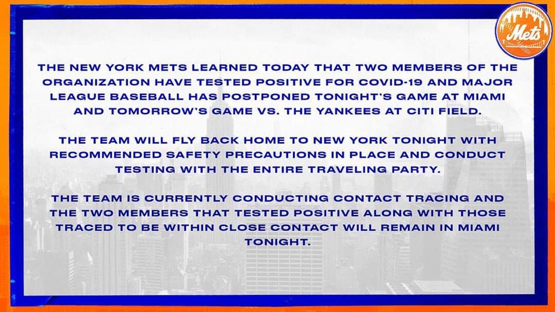 ニューヨーク・メッツさんのインスタグラム写真 - (ニューヨーク・メッツInstagram)「‪#Mets statement regarding tonight’s and Friday’s game.‬」8月21日 7時15分 - mets
