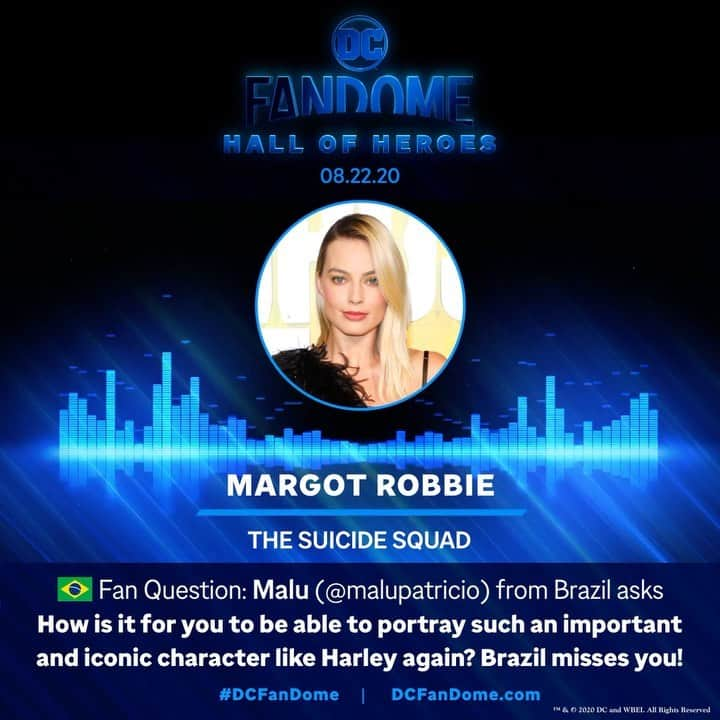 スーサイド・スクワッドのインスタグラム：「It's crazy fun when Harley's at the party ♦️ Check out #DCFanDome only on August 22 to see @margotrobbie and more answer the questions YOU submitted 🖤  DCFanDome.com」