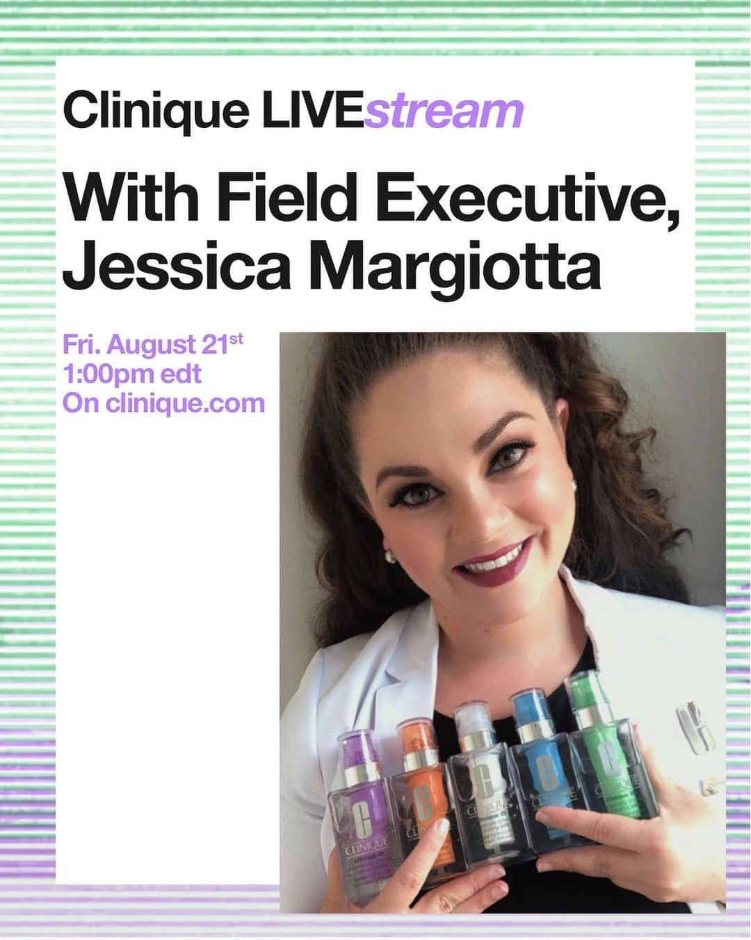 クリニークさんのインスタグラム写真 - (クリニークInstagram)「Tune in on 8/21 at 1 PM EDT as @jmargiotta11 goes LIVE on clinique.com to share how to customize your skin care with Clinique iD!」8月21日 9時02分 - clinique