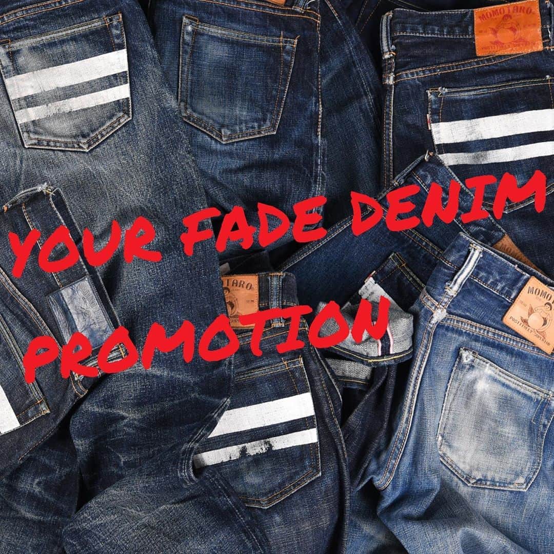 momotarojeansのインスタグラム：「YOUR FADE DENIM PROMOTION  ★日本語はコメント欄で公開中★  【21st Aug- 18th Sep】 Fading is the most attractive point of denim.  We consider fading denim by aging as “real denim”. Why don’t you show your “real denim” to everyone?  Post your fade MOMOTARO jeans or denim jacket on Instagram! You can exchange your jeans or denim jacket for NEW ones and also get a special gift!  【HOW TO APPLY】 ＊Post your jeans or denim jacket on Instagram with hashtag #mjyfd  【ATTENTION】 ＊Please post your own jeans or denim jacket. ＊Please do NOT edit and retouch photos. ＊Prefer mention about “item no., how long do you wear, how many times you washed“   Check out the article on our online store for details.   Contact: campaign@japanblue.co.jp  We will announce the owners of excellent fade on MOMOTARO JEANS official instagram and online store in the end of September. *We will contact selected owners in advance from the above e-mail address or DM.」