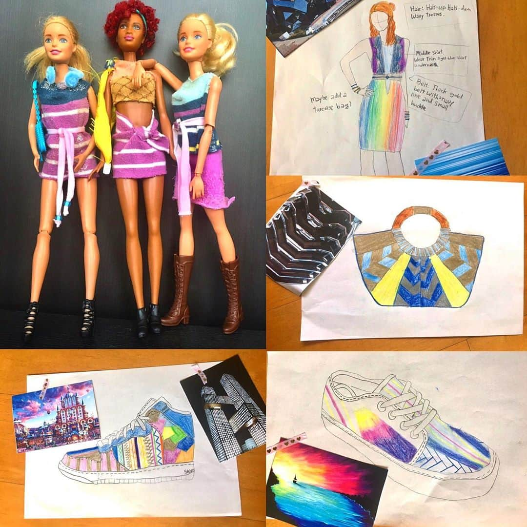 kids_design_schoolさんのインスタグラム写真 - (kids_design_schoolInstagram)「American Look Collection by a girl who used to live in New York.  You did a very good job! Keep it up.😄🗽🌈 ＊ ＊ ＊ ＊ アメリカンルックから学ぶドール服製作！ステキな作品が続々と届いています✨ ドール服3体にスケッチ4枚の提出、本当によく頑張りました😄 ９月レッスンへのお問い合わせも有難うございます！ 9月はイタリアを舞台にレッスン開催予定です🇮🇹  旅行にもなかなか行きにくい状況ですが、そんな時こそ想像力＆創造力を活かして楽しんでいきましょう✨ ＊ ＊ ＊ ＊ #kidsfashion #kidsdesigner #kidsdesignschool #creative #lesson #online #children #fashions #fashionschool #newyorkfashion #americanstyle #kidsdress #子供ファッション #アメリカンルック #ドール #お洒落キッズ #ニューヨーク #東京 #オンライン授業 #週末 #楽しい時間」8月21日 11時09分 - kids_design_school