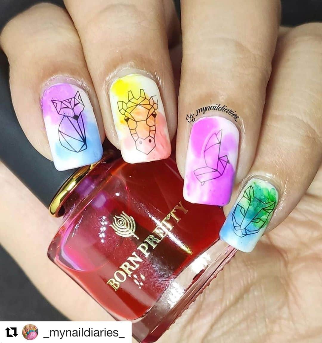 Nail Designsさんのインスタグラム写真 - (Nail DesignsInstagram)「#Repost @_mynaildiaries_  ・・・ Hey Everyone!!! These are my Origami Nail Art Over Blooming Polish base For @glamnailschallenge #glamnailschallengeaug #origami theme using @bornprettystore @bornprettyofficial blooming ink nail polishes and water decals and @mynykaa @nykaabeauty Matte top coat to seal the design.... ♥️♥️  #nailart #nailartwow #nailoftheday #nailsonfleek #scra2ch #gradientnails #gradient #naillove #naillover #lovenails #nailaddict #nailjunkie #nailartaddict #nailartjunkie #nag_repost #nailitdaily #manicuresvideos #nailsofinstagram #instanails #instagramnails #ignails #origaminails #rainbownails #rainbowgradient #bloomingnails #alcoholink #alcoholinkart」8月21日 11時56分 - nailartfeature