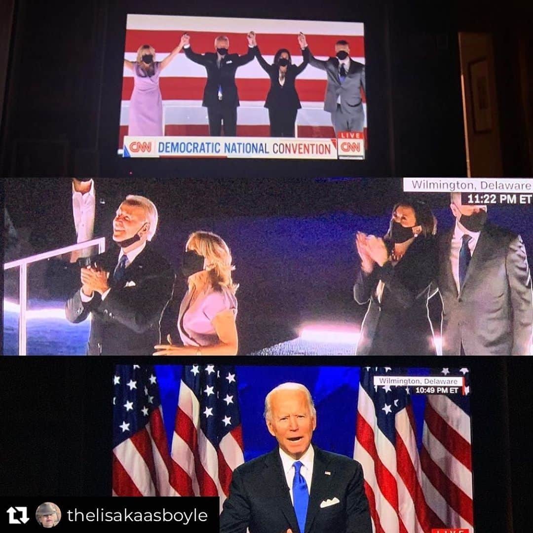 シャロン・ローレンスさんのインスタグラム写真 - (シャロン・ローレンスInstagram)「Repost from @thelisakaasboyle • Wow. I believe the no crowd format made for a better convention. The speeches were direct and intimate without searching for applause. There was more time to focus on policy and character of the speakers. The integration of the family stories, struggles of average Americans, and hopeful visions to rebuild America really got to me. I feel we are as Biden quoted the Irish poet Seamus Heaney, at the that great once in a lifetime moment when hope and history ryhme. #BidenHarris」8月21日 15時06分 - sharonelawrence