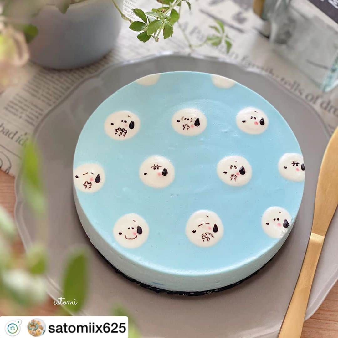 のインスタグラム：「@satomiix625 さま、リポストです😊 . . 爽やかでおいしそうなレアチーズ風ケーキ、レシピも載せてくださってるので、ぜひ週末に作ってみるのもオススメです🥣✨ . スヌーピーたちのかわいい表情に癒されますね☺️🍵 . . #スピルリナ青 #植物由来 #dicスピルリナ  #手作りスイーツ部#linablue  #spirulina . ↓ .  * 水切りヨーグルトの レアチーズケーキ風💛 * * 作り方を教えて欲しいとの声が あったので レシピまとめてみました📝 * ■材料 オレオ(もどき) 70g バター 25g 生クリーム(私は植物性) 200ml 砂糖 60g (ﾖｰｸﾞﾙﾄ、ﾎｲｯﾌﾟ各30g) 水切りヨーグルト 160g 牛乳  40g (‪︎水切りヨーグルトと牛乳で200gでOK) ゼラチン 5g * ■作り方 ①オレオ70gを砕き 溶かしバターを混ぜて型に敷きつめる。 オーブン170度で13分焼く。 ②粉ゼラチンに大さじ2の水を入れてふやかし レンジで10秒~温めて溶かす。 ⚠️絶対に沸騰させない。 ③水切りヨーグルトと牛乳と砂糖を混ぜて ホイッパーでなめらかにする。 ④生クリームを緩め６分立てくらいにする。 ⑤ ❸と❹を混ぜ、そこへゼラチンを入れる。 ⑥混ぜていると固まっていくので 湯せんにかけてなめらかにする。 ⑦オレオのボトムの上に流して固める。  ✱色分けしたい場合は、 生地を取り分け色付けしてあとから流し込む。 * * * 𖤣𖤥𖤣𖠿𖤥𖤥⿻𖠿𖧷𖤥𖠿𖤥𖤣⿻𖠿𖧷𖤥𖤣𖠿𖤥⿻𖤥𖧷𖤣𖤥𖠿⿻ * * いつも見てくださって ありがとうございますʕ •́؈•̀♡⃝⃜ * * #レアチーズケーキ #cheesecake #ムース  #水切りヨーグルト #スヌーピー #snoopy #peanuts  #おうちおやつ #手作りおやつ #ひんやりスイーツ #手作りスイーツ #手作りお菓子 #お菓子作り好きな人と繋がりたい #こどものいる暮らし #おうちカフェ  #お家カフェ #キャラフード #キャラスイーツ #キャラごはん #フーディーテーブル #おうち時間 #リナブルー #characterfood #instasweets」