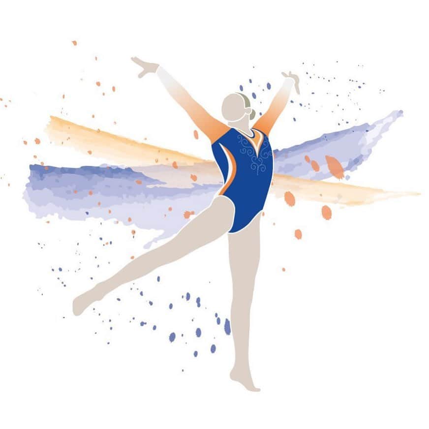 エミリー・チャンのインスタグラム：「@sannaveerman 🇳🇱🧡💙 #gymnastics #illustration #netherlands」
