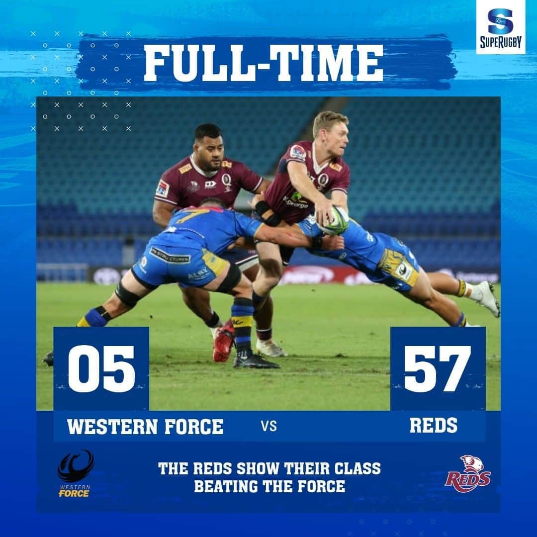 Super Rugbyさんのインスタグラム写真 - (Super RugbyInstagram)「FULL-TIME  The Reds run over the Force. Follow here: https://bit.ly/326il4A #FORvRED #SuperRugbyAU  #SuperRugby25years」8月21日 19時54分 - superrugby