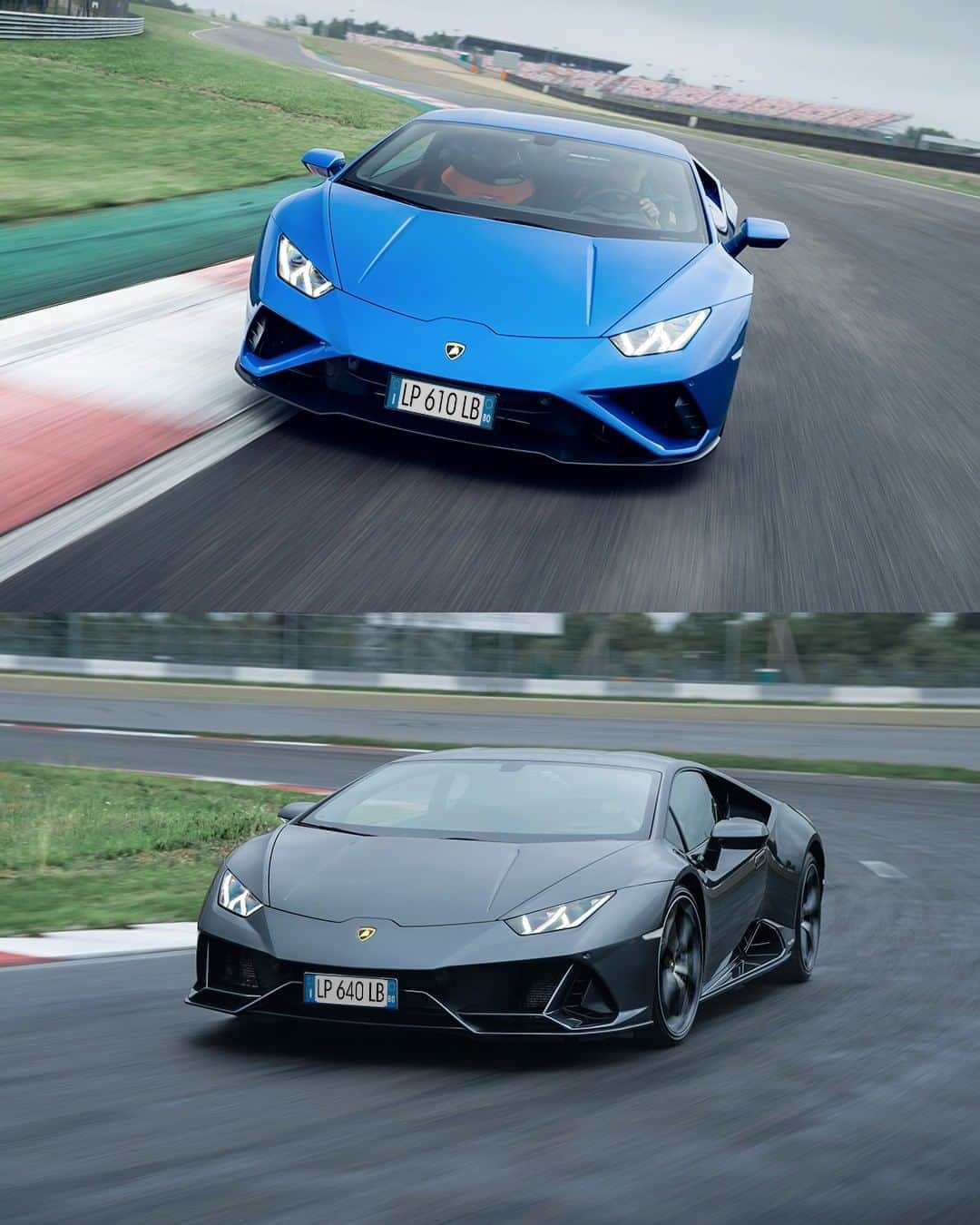 ランボルギーニのインスタグラム：「Different colors. Different models.  Same incomparable driving pleasure.  #Lamborghini #HuracanEVO #HuracanEVORWD #LamborghiniMosaic」