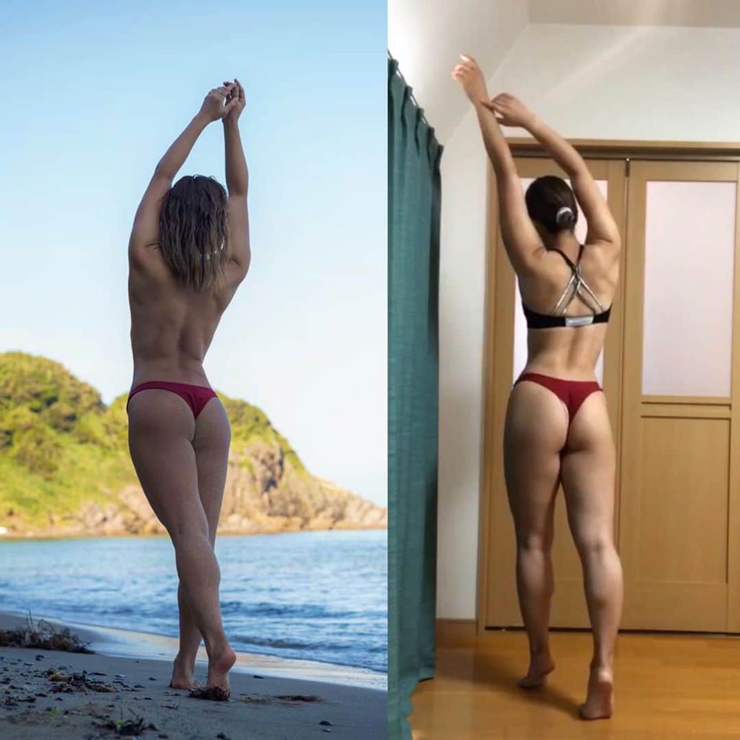 のインスタグラム：「ラグリーフィットネスは 中臀筋(お尻の横がわ)を使うエクササイズが多くて、中臀筋を鍛えると横から見たときのお尻の形がまあるくなります！🍑  この数ヶ月のオンラインレッスンだけで、私もお尻の形が良くなりました！  1枚目の写真は、左側が2年前ですが、右側の現在と比べると、お尻の位置が上がって、中臀筋の発達により形が良く見えます👀  こういう風に変化しているかどうか分からなくても、自分で自分のことを知って比べて、褒めてあげることは大事です☺️✨  自己満足から始まりますからね💗！！  皆さんもいつも頑張っている自分を自分で褒めてあげてください！👏🏼☺️😊  オンラインレッスントライアル予約の際にクーポンコード　『ASAMI20200701』を入れていただくと通常¥3,300が半額になります⭐️  プロフィールのURLからホームページに飛べます。 その他ご質問等ございましたらお気軽にお問い合わせ下さい😊🙇🏻‍♀️❤️  @workoutcommunity_jp  #お家トレーニング #筋トレ女子 #筋トレ男子　#ワークアウトコミュニティjp #自分のペース　#他人と比べない#ラグリーフィットネスbyasami #ラグリーフィットネス #日本人初ラグリーインストラクター #ぽっこりお腹解消 #ダイエット　#腹筋#お尻の変化 #staystrongphysicallyandmentally #workoutcommunityjp #lagreebody #beyourownmotivation #hometraining」