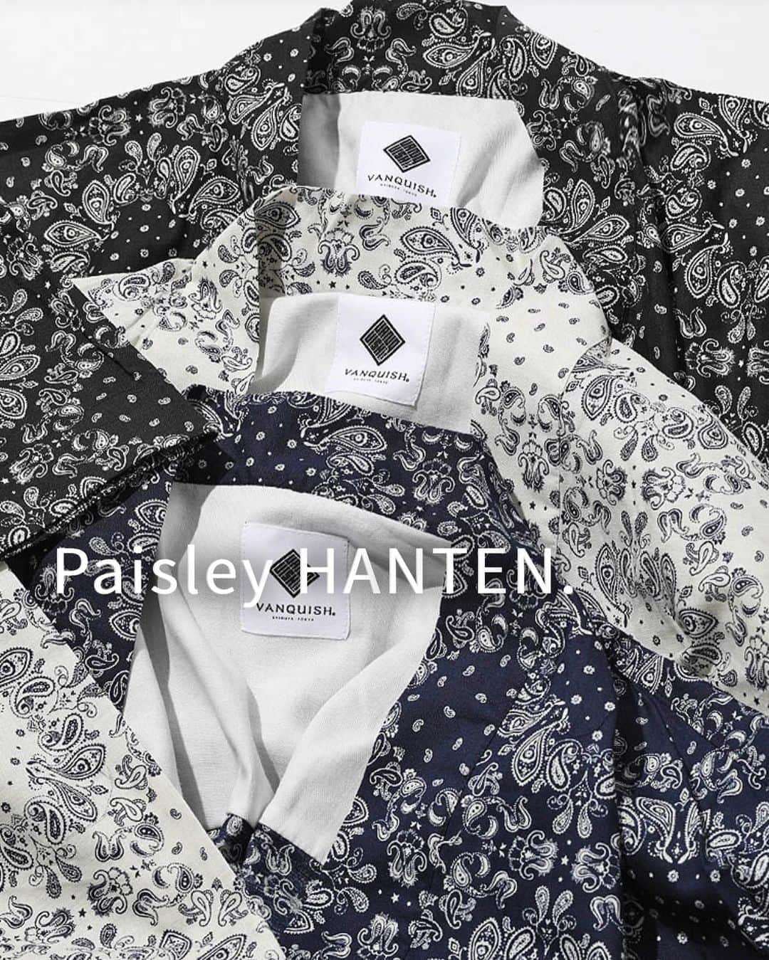 ヴァンキッシュのインスタグラム：「ㅤㅤㅤㅤㅤㅤㅤㅤㅤㅤㅤㅤㅤ ㅤㅤㅤㅤㅤㅤㅤㅤㅤㅤㅤㅤㅤ ㅤㅤㅤㅤㅤㅤㅤㅤㅤㅤㅤㅤㅤ ■ Paisley 半纏(HANTEN) Shirt[VWS003]ㅤ Color:White.Navy.Black Size:M.L JPY 12,100 (tax included) ㅤㅤㅤㅤㅤㅤㅤㅤㅤㅤㅤ Shop link bio！ ———————————————— #VANQUISH #vanquishjp」