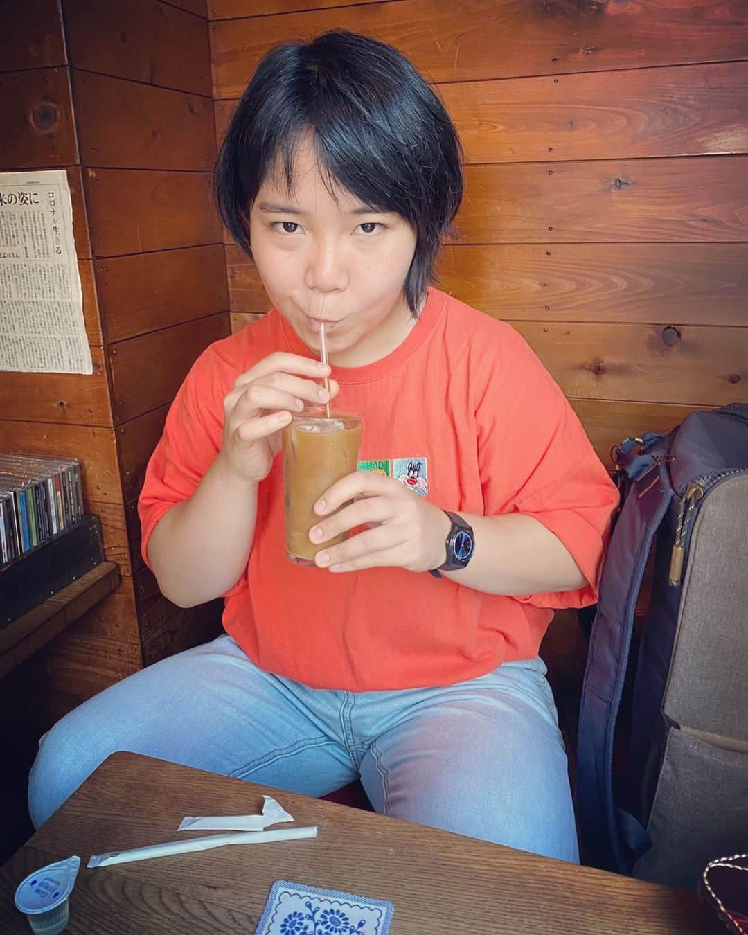 杵渕はなのインスタグラム：「インスタ映え #いんすたばえ  #カフェ #体のバランス #我ながらよくわかりません #はなしょー」