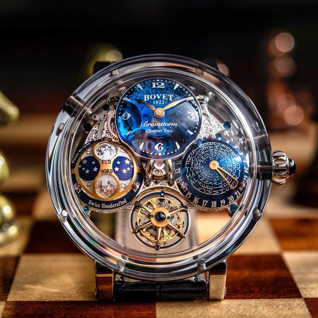 Daily Watchさんのインスタグラム写真 - (Daily WatchInstagram)「Up close with the incredible @Bovet1822 Récital 26 Brainstorm® Chapter Two which features a patented double face flying tourbillon, a patented radial guidance system, a patented universal time display, a three-dimensional moon phase, and a five days' power reserve. Does it get any better than this? 🤩 #Bovet #Bovet1822 #EngineeringBrilliance」8月22日 2時36分 - dailywatch