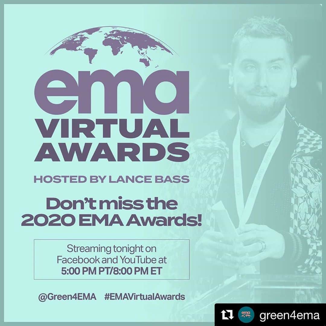 コンスタンス・ジマーのインスタグラム：「I’ll be there tonight, you know just making a fool of myself as per usual! Watch the fun that me and @lancebass and @malinakerman get into IN PERSON!! Other amazing presenters @echriqui @vanjones68 @c.syresmith @nikkireed @ericcolsen and more!!!  🌏 TONIGHT IS THE NIGHT 🌏 Watch the 2020 EMA Virtual Awards @green4ema Hosted by @LanceBass, streaming live on Facebook and YouTube at 5:00 PM PT/8:00 PM ET. Thanks to our presenting sponsors @barrys @citynationalbank @ecoscleans @hmfoundation #EMAVirtualAwards #environment #climatechange #climateaction #sustainableliving #plasticpollution #zerowaste #greeneconomy」