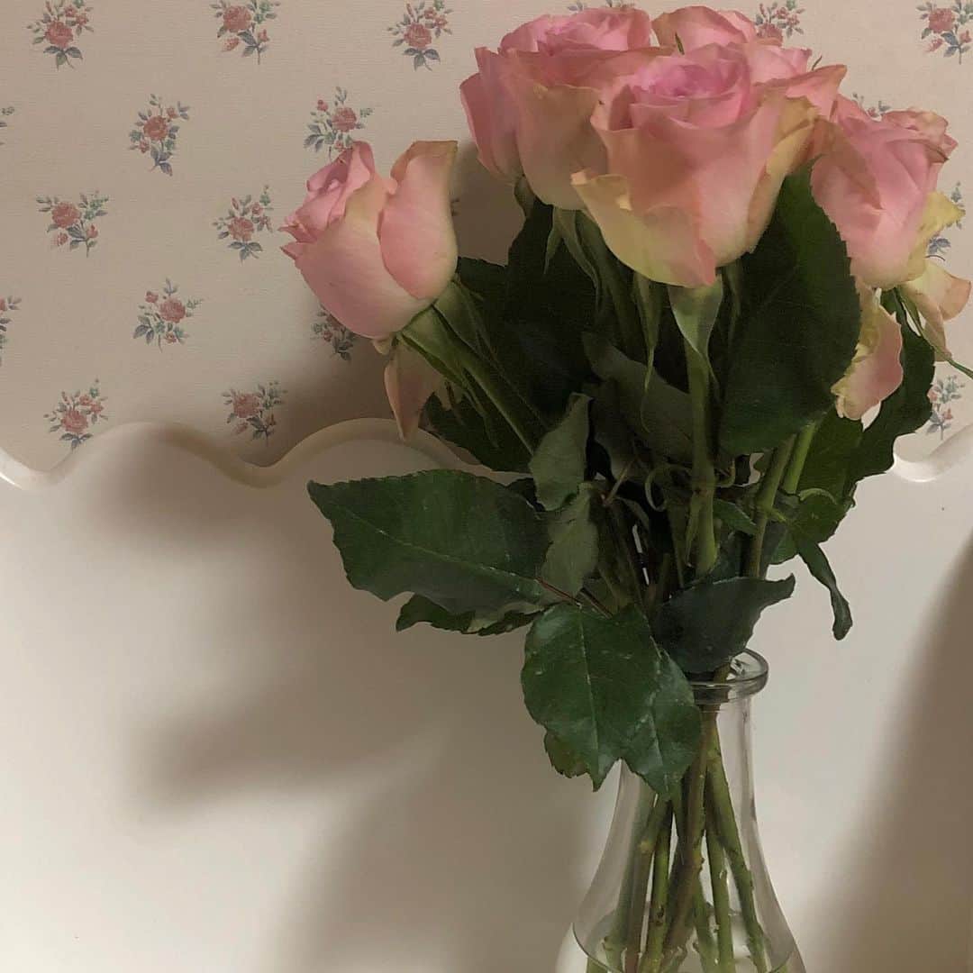 高橋優里花のインスタグラム：「毎週お花を買ってるんですけど 今週の薔薇です🤍 クラシック聴きながら紅茶を飲んで読書の日々。 それが私なりの幸せなんです。  #薔薇　#ローズ　#花　#Rose #Flower」