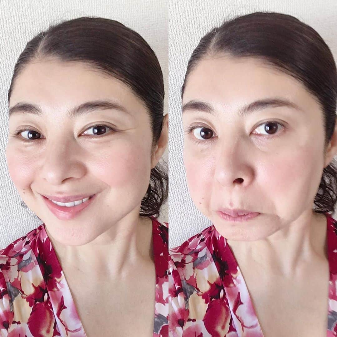 間々田佳子のインスタグラム：「表情の癖で損している人 いませんか？😂  私はスマホいじり出すと 口角下げるクセがありました‼️苦笑  #すごく努力して今の顔がある #顔は自力で作るもの #間々田佳子 #コアフェイストレーニング #表情筋研究家」