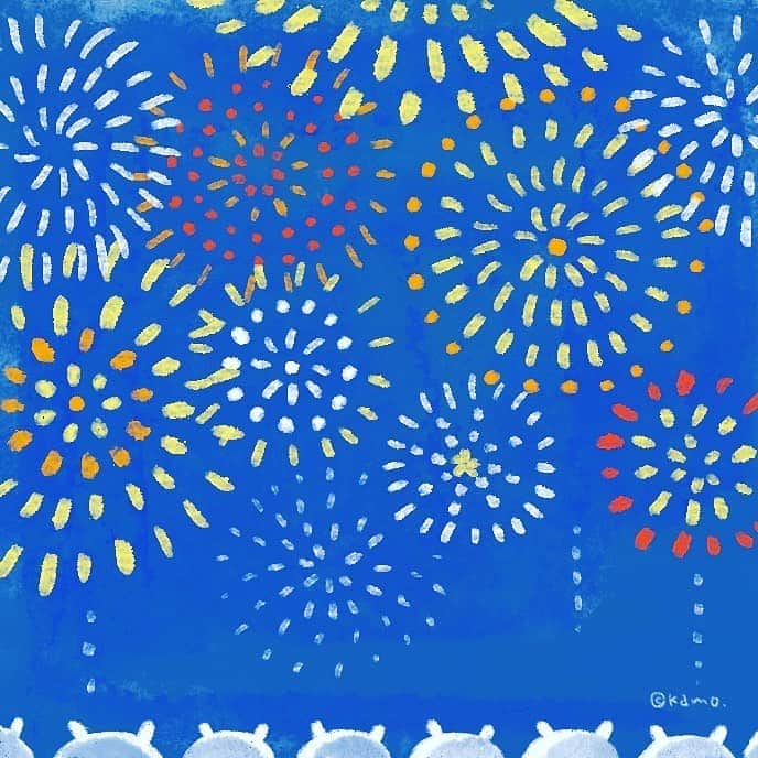 のインスタグラム：「気分だけでも花火 #打ち上げ花火#イラスト#illustration#ウサギタケ#usagitake」