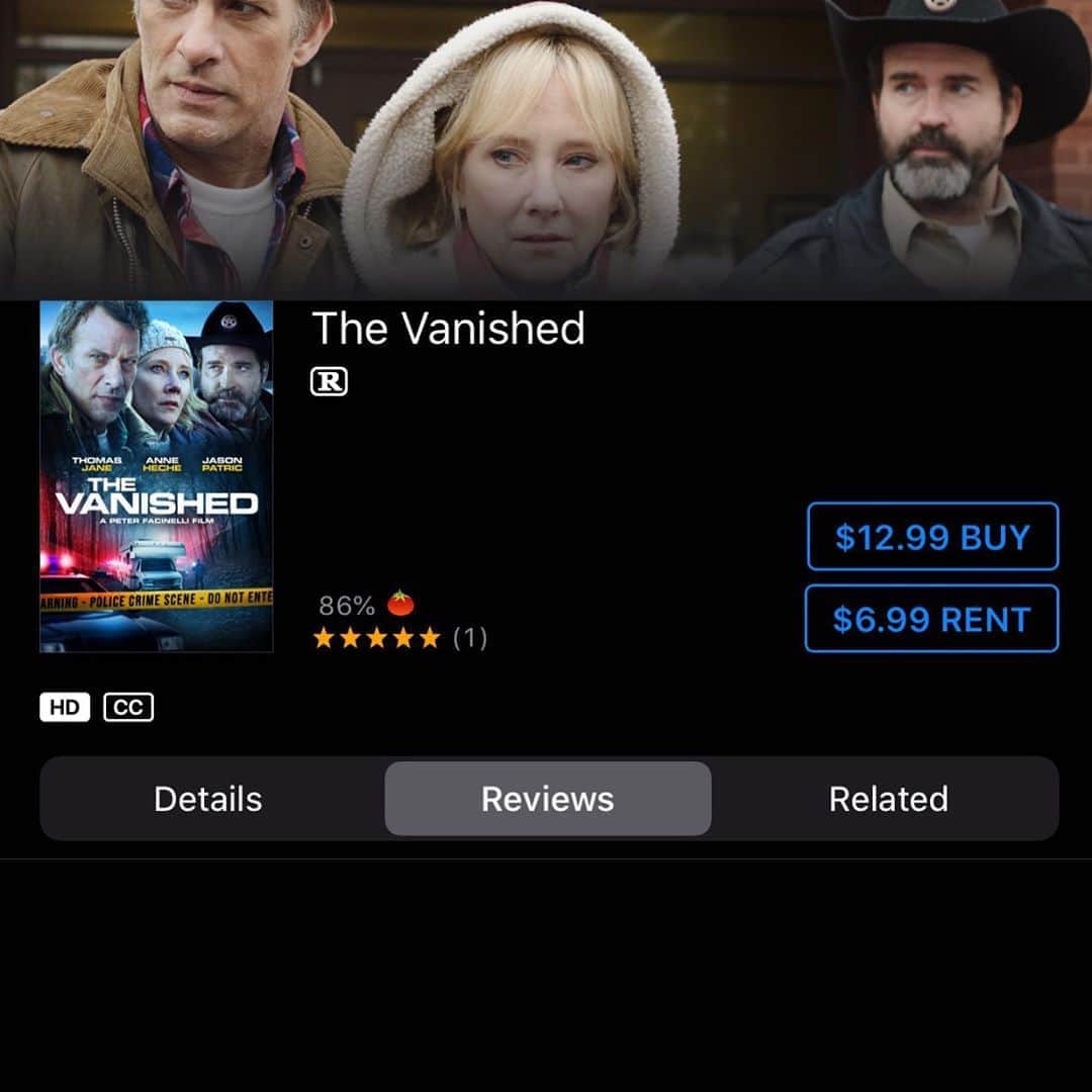 ピーター・ファシネリのインスタグラム：「86 percent on Rotten Tomatoes. 🎉Watch #TheVanished available today in select theaters and all VOD platforms and send me your review! ❤️」